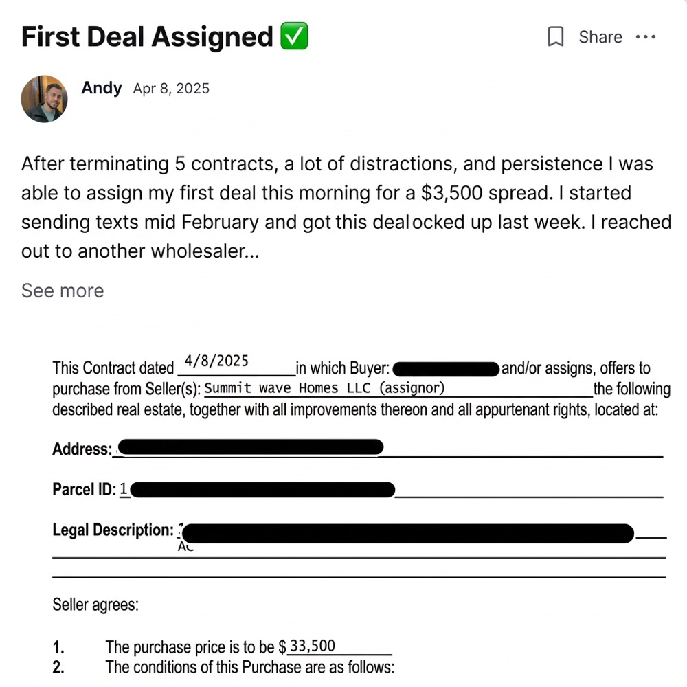 Andy: First deal assigned