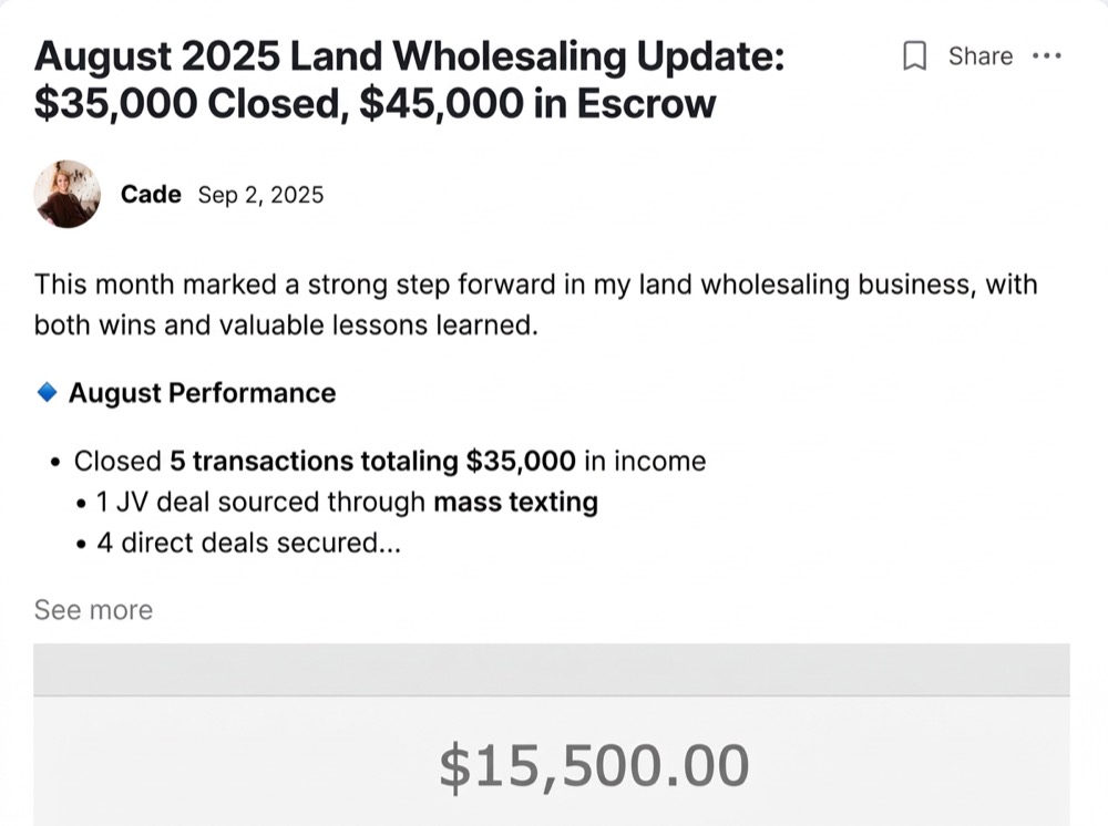 Cade: August: $35K closed, $45K in escrow