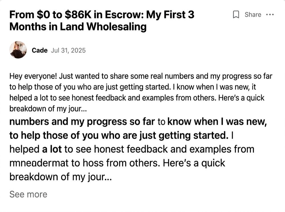 Cade: From $0 to $86K in escrow