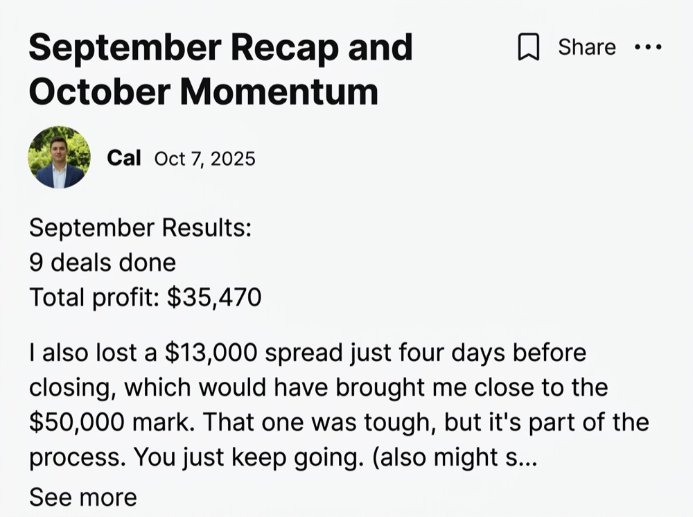 Cal: $35,470 profit in September