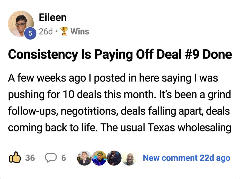 Eileen: Consistency is paying off, deal #9