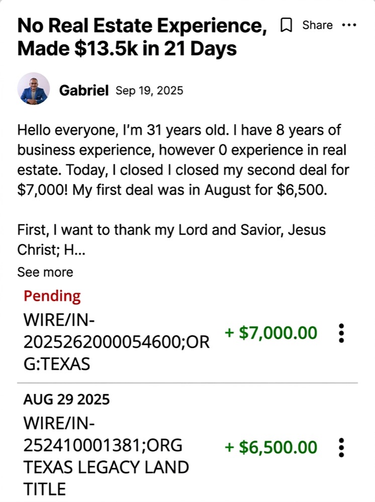 Gabriel: $13.5K in 21 days, no experience