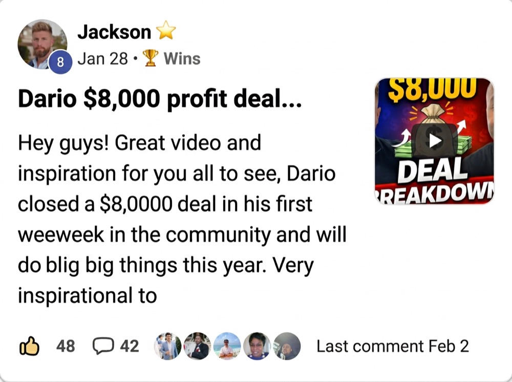Dario: $8,000 profit deal