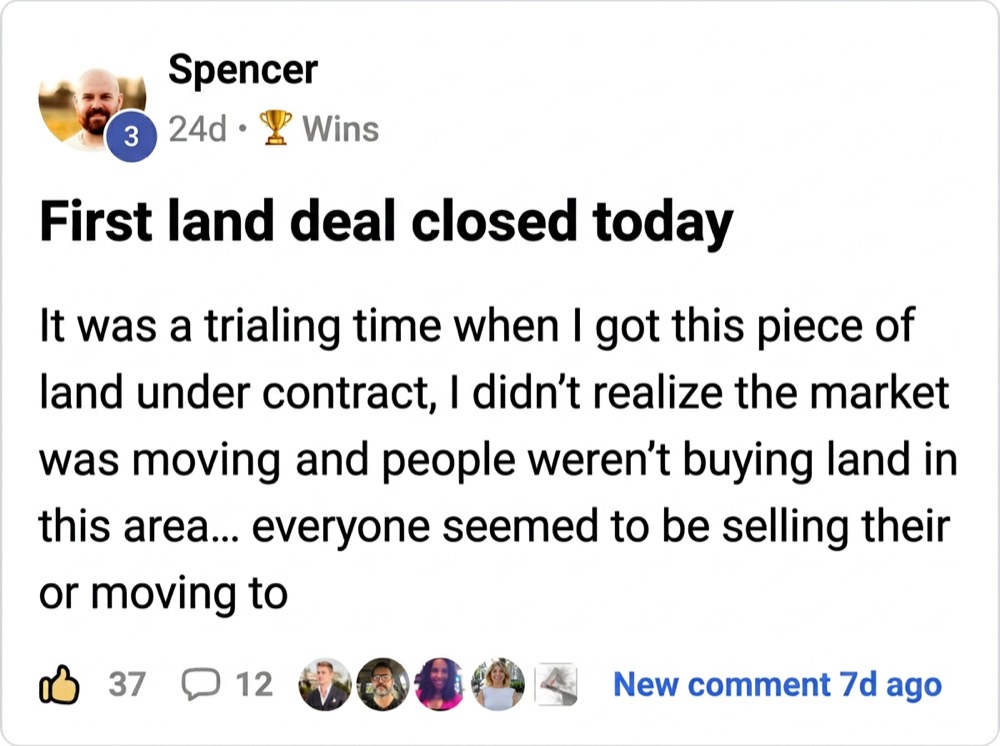 Spencer: First land deal closed today